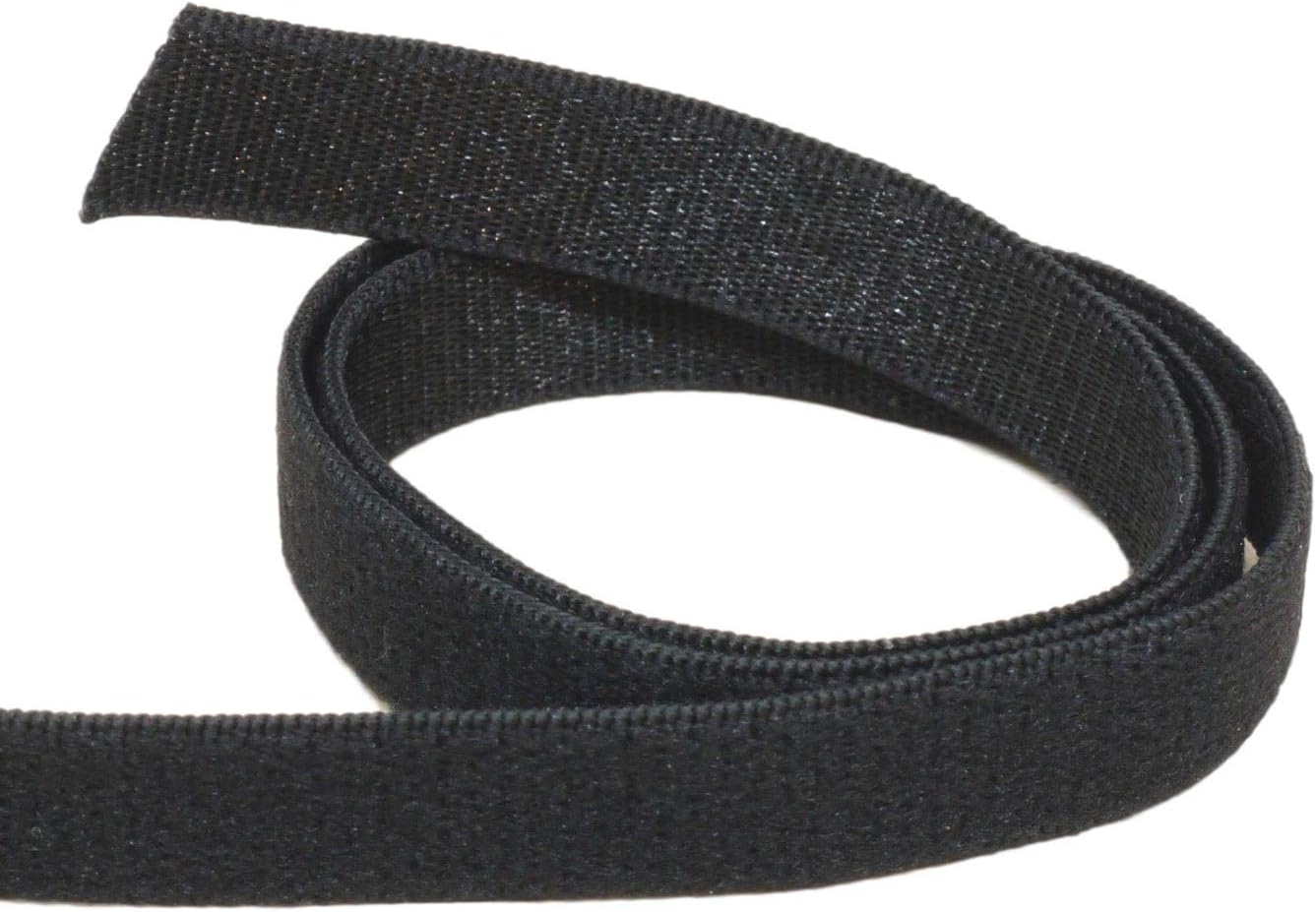 Porcelynne Black Shiny Front Brushed Back Strap Elastics - 3/8 or 10mm - 5 Yards