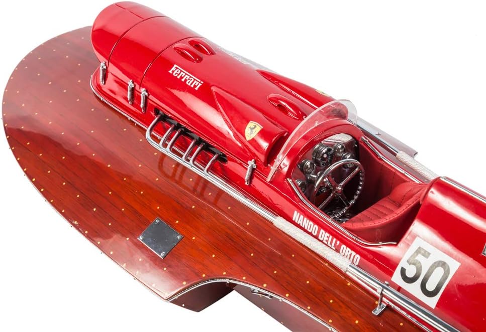 Ferrari Hydroplane Model Speed Boat 27.5" - Handcrafted Wood Boat Decor - Wooden Decor Toy Boat - Wooden Model Ships - Wooden Toy Model Boat - Italian Model Display