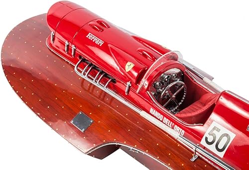 Miniatura 6 de Ferrari Hydroplane Model Speed Boat de 19.7 pulgadas - Decoración de barco de madera hecha a mano - Barco de hidroavión Ferrari - Barco de juguete