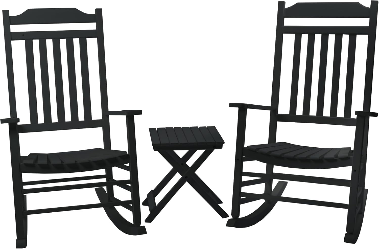 Kozyard High Back Slat Rocking Chair, Solid Wood Outdoor Rocking Chair for Front Porch Furniture, Porch Chairs for Indoor or Outdoor Use (Natural)