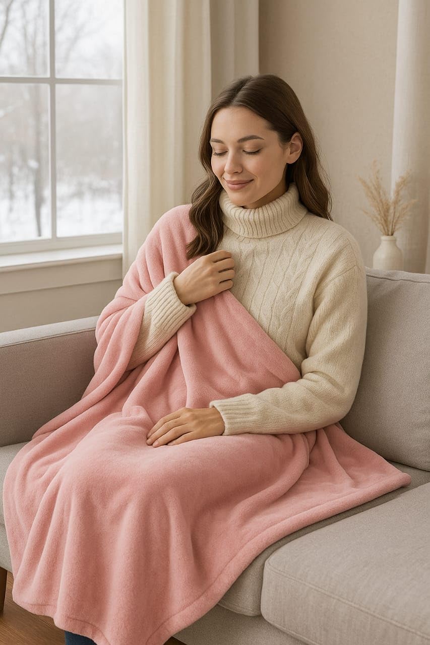 HANUMANT Premium Plush Double Bed Blanket Warm Soft & Comfortable Dohar/AC Blanket for All Season 200 GSM Fleece Blanket for Bed, Sofa, Couch and Travel Makhhamali Bedsheet (Pink, Double Bed)-image-20