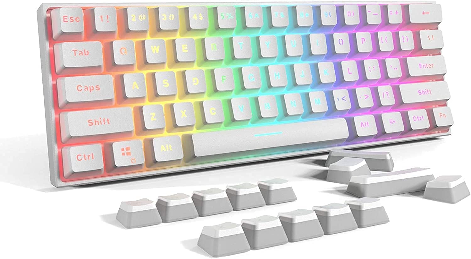 Pudding PBT Keycaps, Double Shot Translucent Keycapswhite English (US