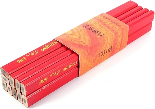 Miniatura 3 de Raguso 10 unidades por paquete de lápices de carpintero de plomo duro de 6.890 in, lápiz rojo para carpintería para constructor, juego de