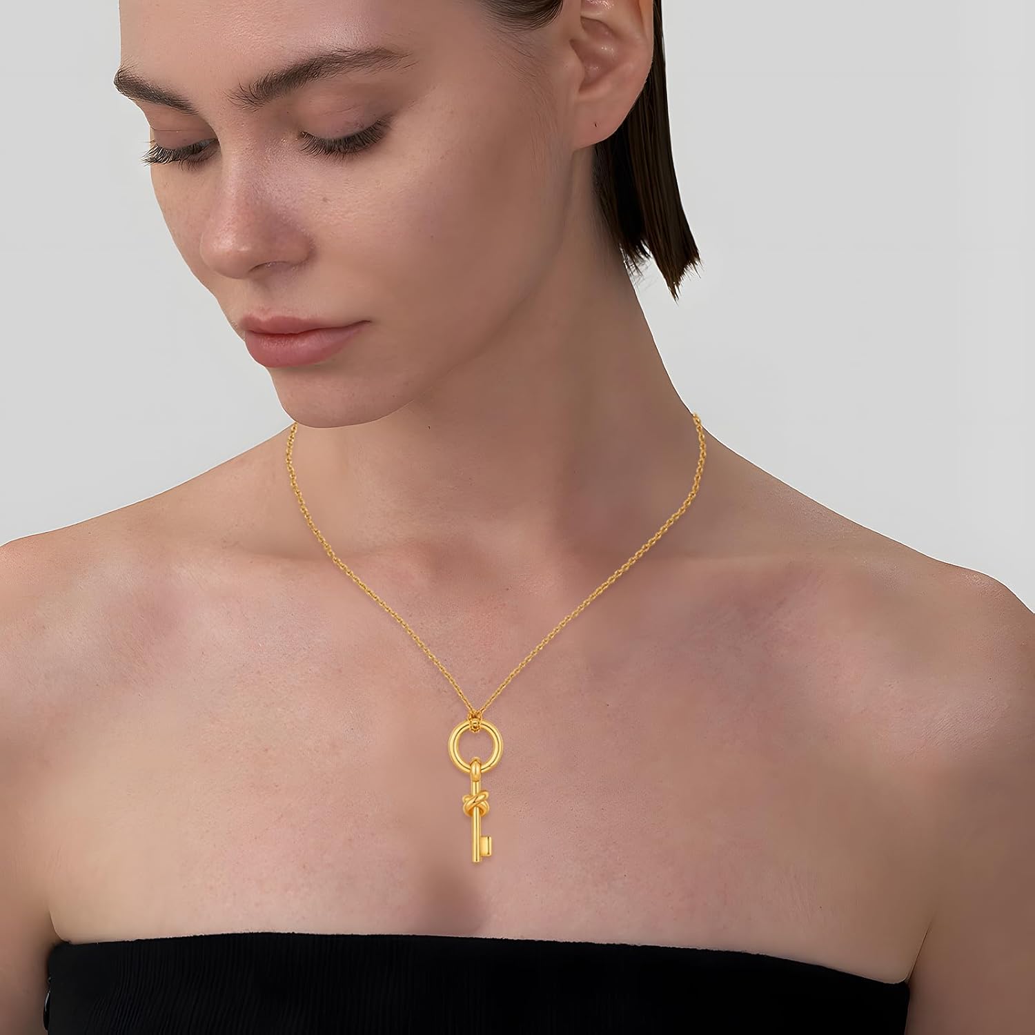 Key Necklace for Women Gold Plated Knot Pendant Necklaces Minimalist Charm Fashin Jewelry Gifts - Image 4