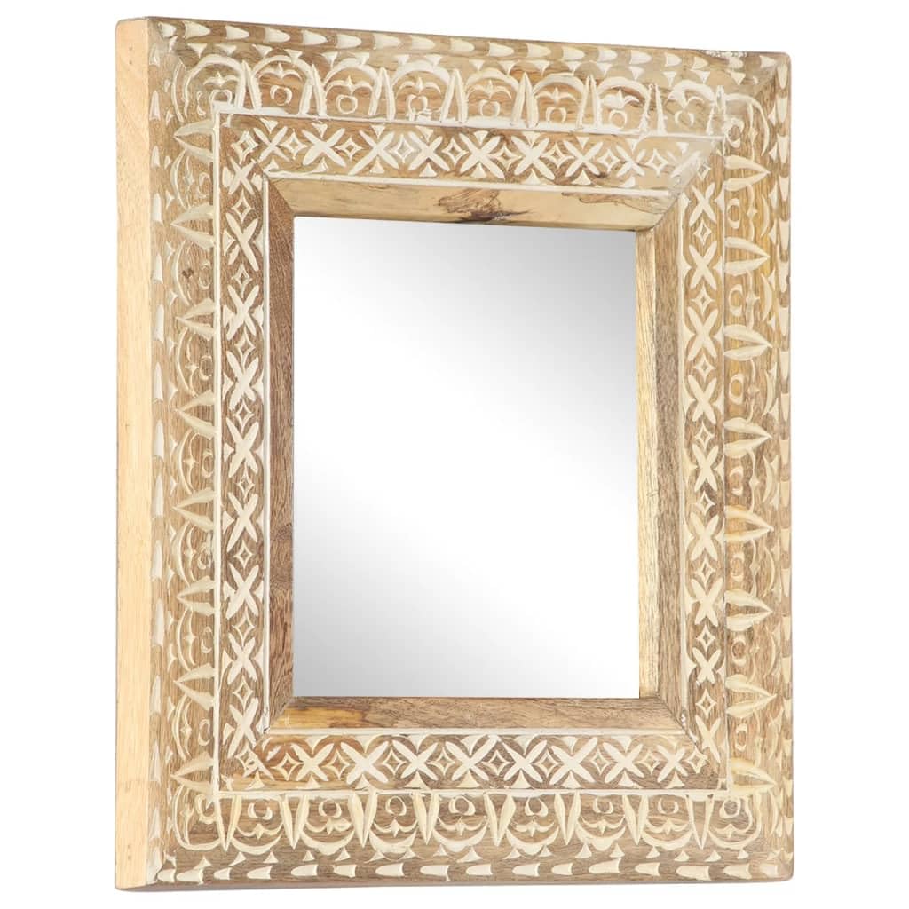 Miroir sculpté à la main 50 x 50 x 2,6 cm en bois massif de mangue