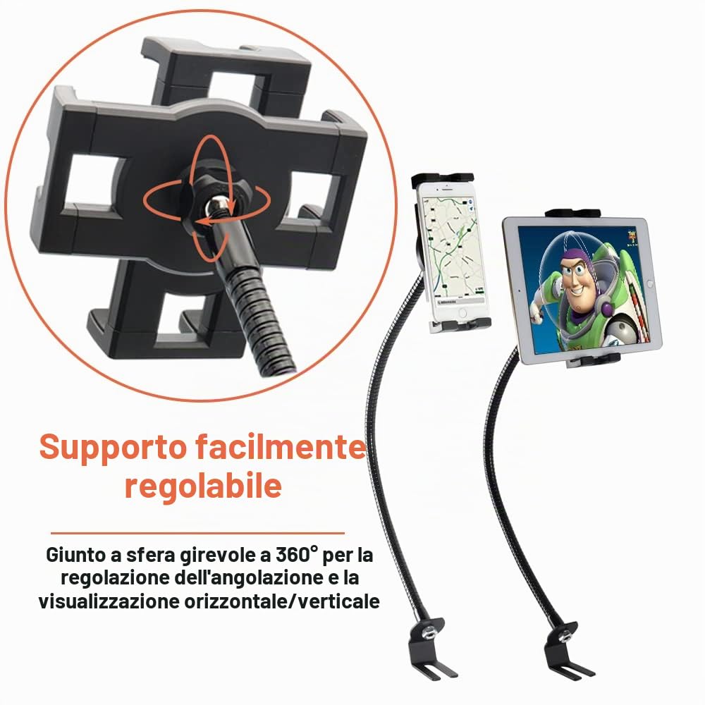 Supporto Tablet Auto Pavimento, Porta Tablet Camion Seat Pista | con Metallo Collo Oca, per iPad Pro/ Air/ Mini, Samsung Galaxy Tabs, Lenovo, iPhone, 4-13" Cellulare & Tablet