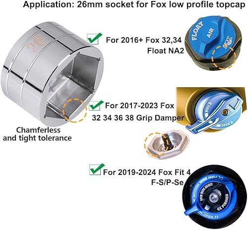 Miniatura 2 de vbaxy Enchufe plano de tapa superior de 26, 28, 1.260in, enchufe de horquilla sin chaflán para servicio de suspensión de horquilla Fox