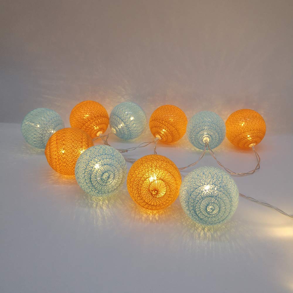 Cotton Ball LED String Lights 10pcs, DOTBUY Battery Operated Fairy Lights for Party Easter Halloween Outdoor Indoor Decor Garlands Create Atmosphere (sunlight,1.8M/10LED)