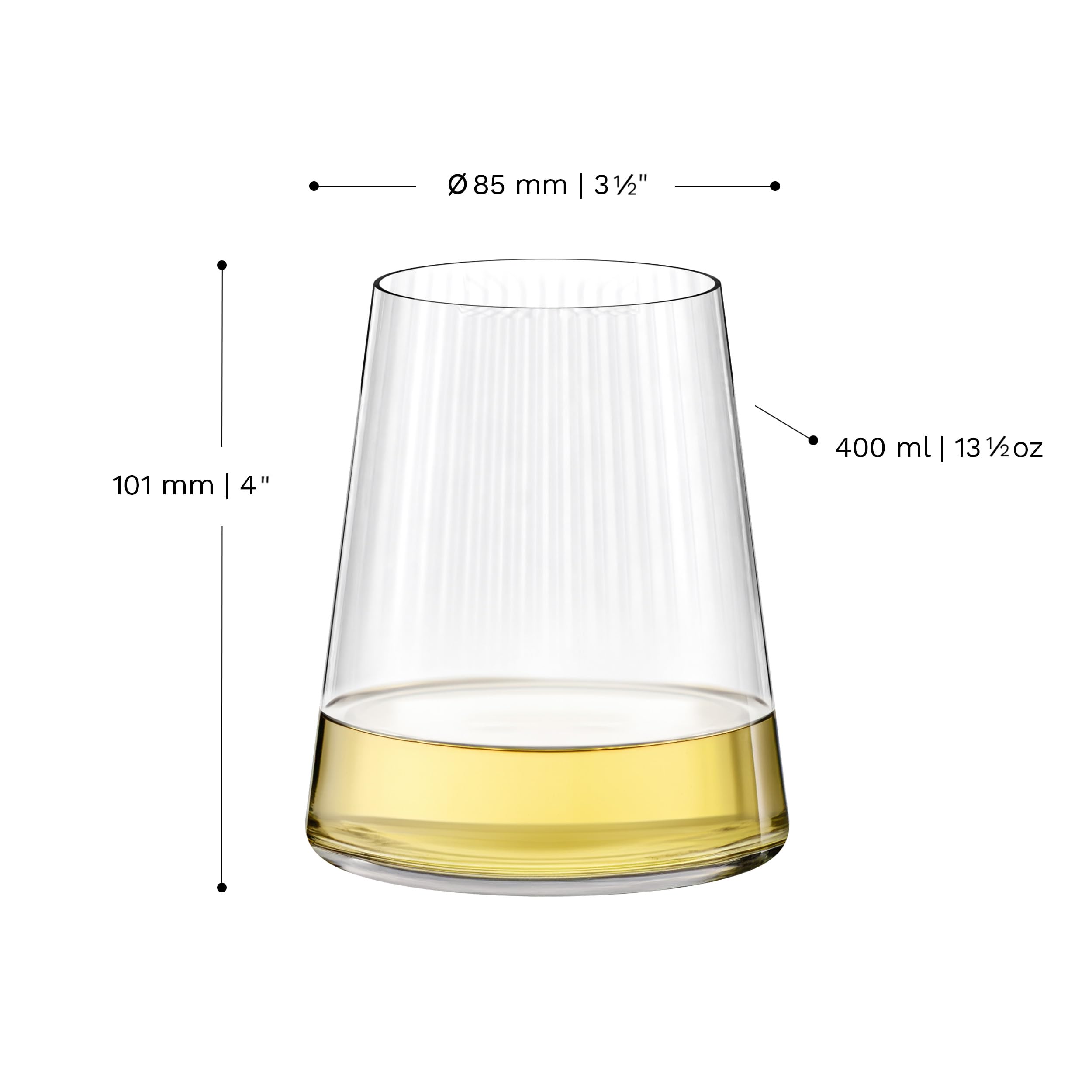 Stölzle Lausitz Weißweinbecher Symphony 6er-Set 400 ml – Moderne Weingläser ohne Stiel für maximale Aromaentfaltung – Flache Weißweingläser aus Kristallglas – Spülmaschinengeeignet & Made in Germany
