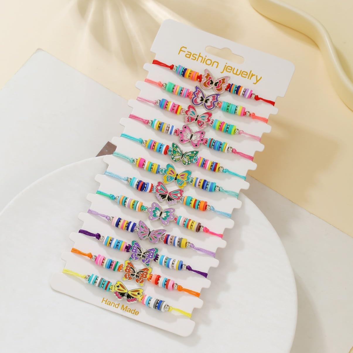 12Pcs Friendship Bracelets Set for Women Heishi Surfer Colorful Butterfly Clay Beaded Bracelets Boho Layering Elastic Stretch Bracelets for Women - Image 6