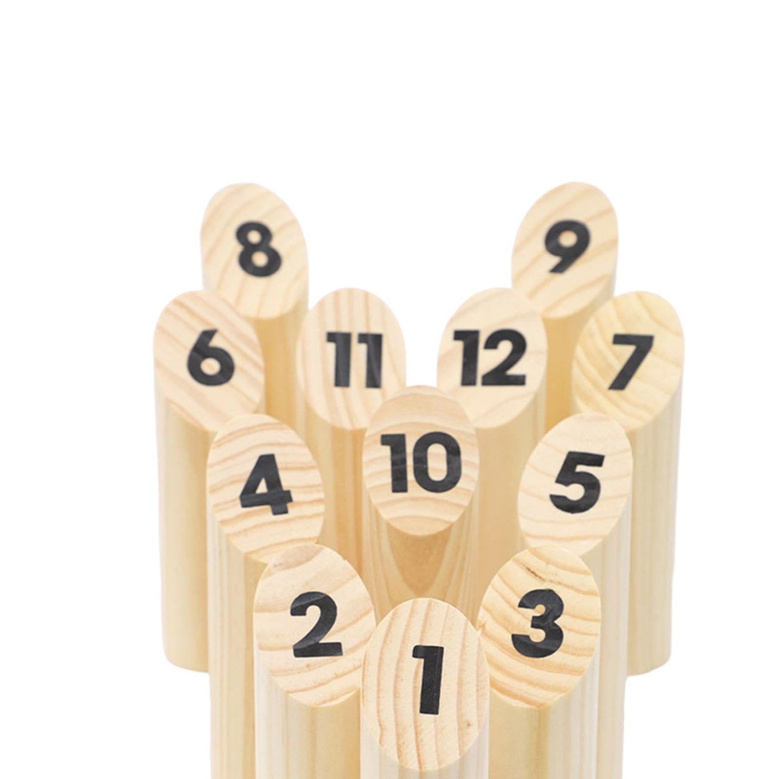 kowaku Jeu de Quilles en Bois avec Bâtonnets de Lancer, Cadeau pour Enfants, Jeu de Jardin