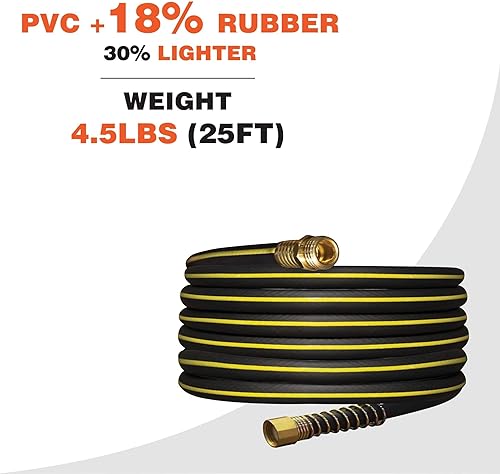 Miniatura 2 de HOMESTEAD Manguera de jardín de 25 pies, manguera de agua ligera de 58 pulgadas de diámetro con conector de latón de 34 pulgadas para proyectos de
