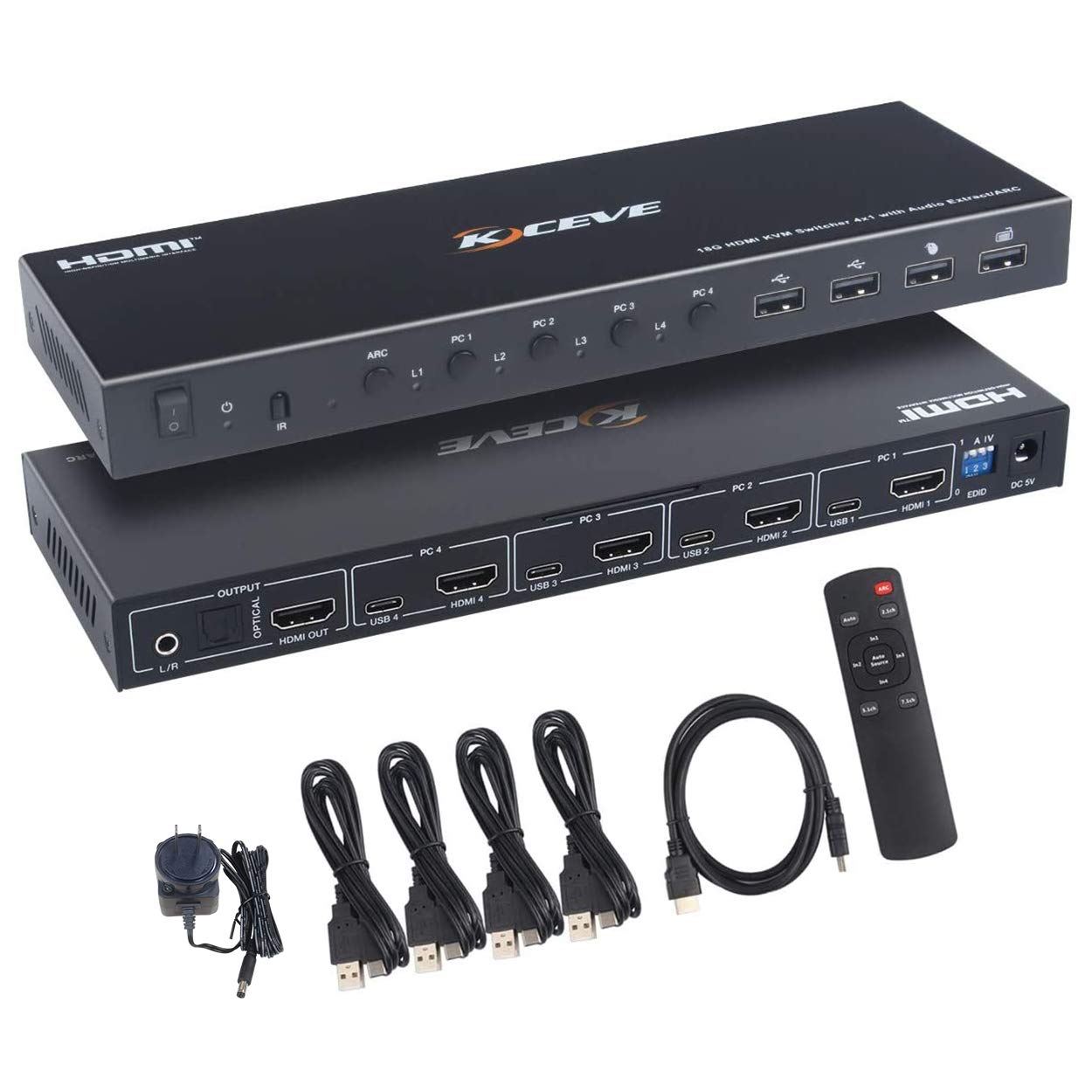 Amazon.co.jp: KCEVE HDMI KVM切替器、4入力1出力4K60Hz HDMI分配器