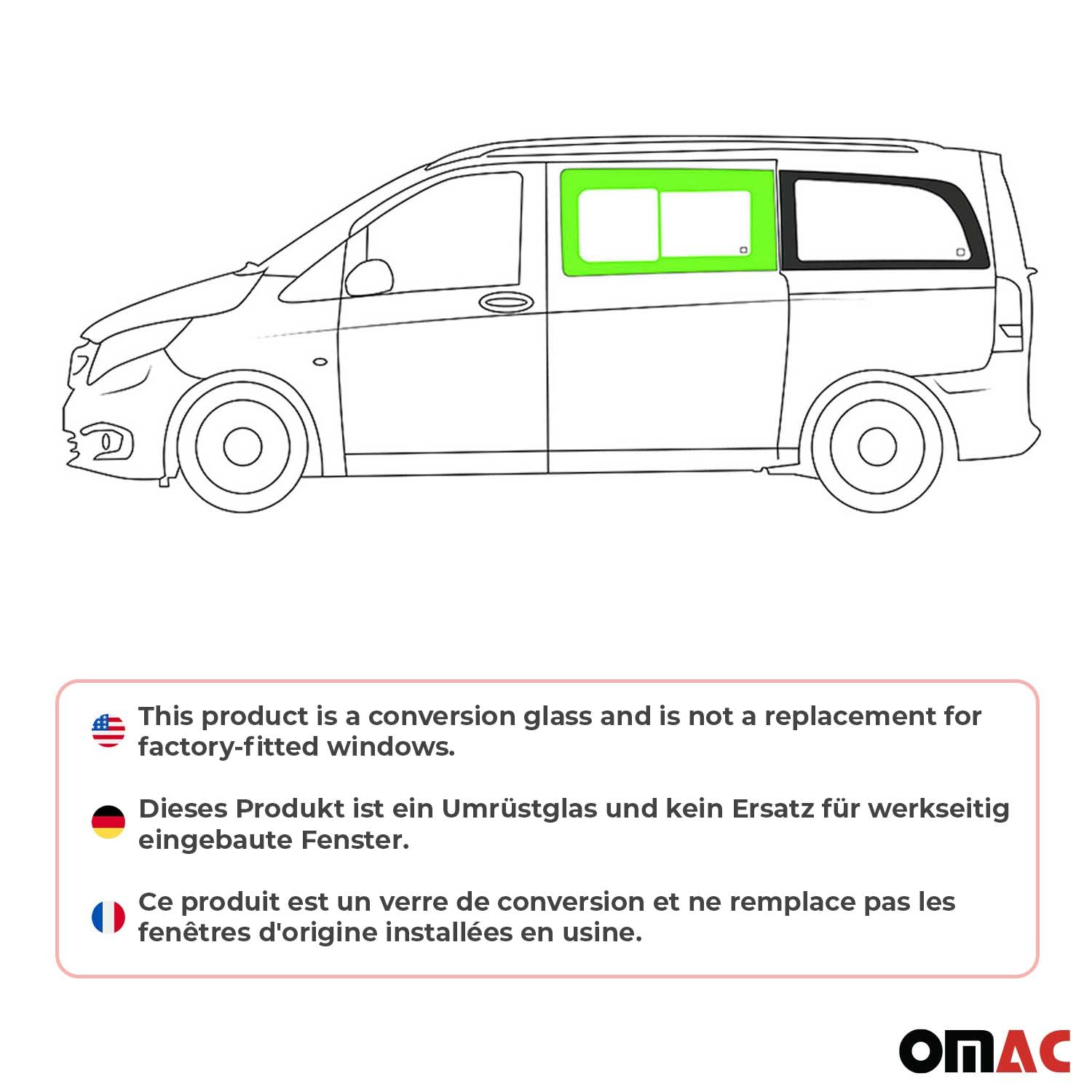 OMAC Seitenfenster Schiebefenster kompatibel mit Mercedes Vito W447 2014-2026 Links Auto L2 L3