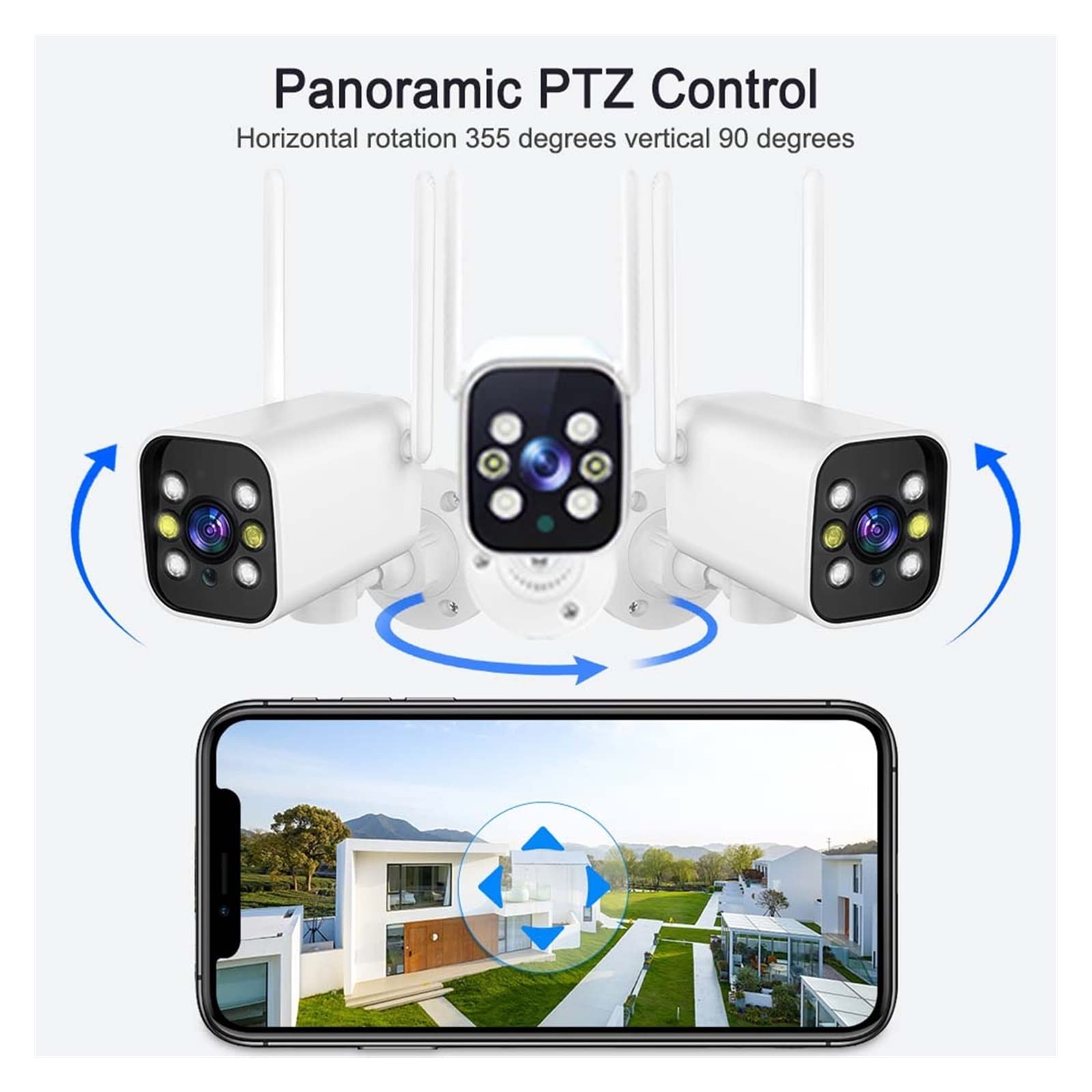 cámara de Seguridad, Cámara de Seguridad 1080P for Exteriores, Control PTZ Bullet CAM AI Detección Movimiento Vigilancia inalámbrica Color Visión Nocturna(1pcs CAM Add 32GB)