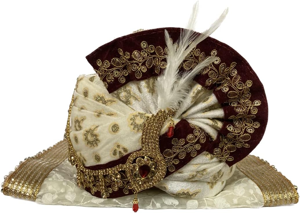 FASHION WEDS Handcrafted Wedding Turban Kalangi Safa with Stall/Patka Set - Traditional and Fashionable Headwear