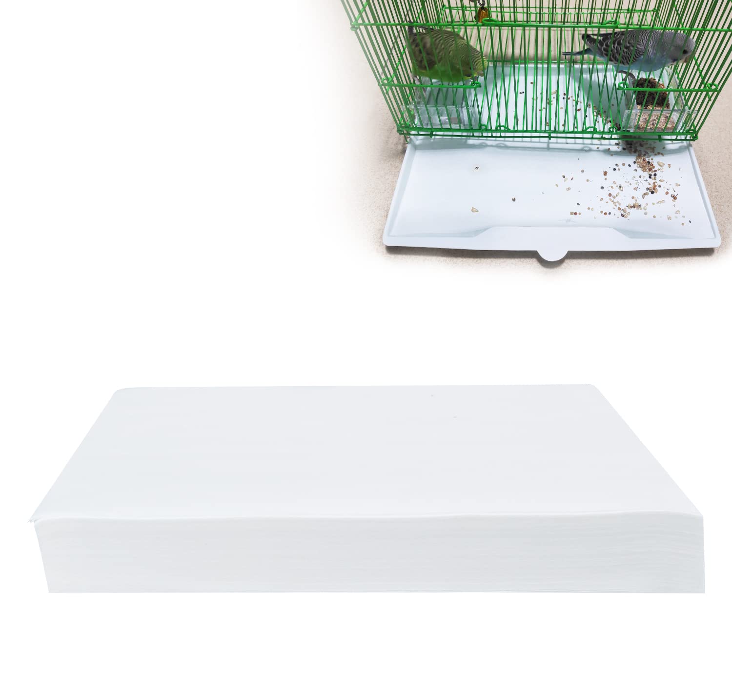 RUBY.Q Bird Cage Liner Papers, 100 Sheets 14x10in Non-Woven Bird Cage Liners, Precut Absorbent Bird Paper