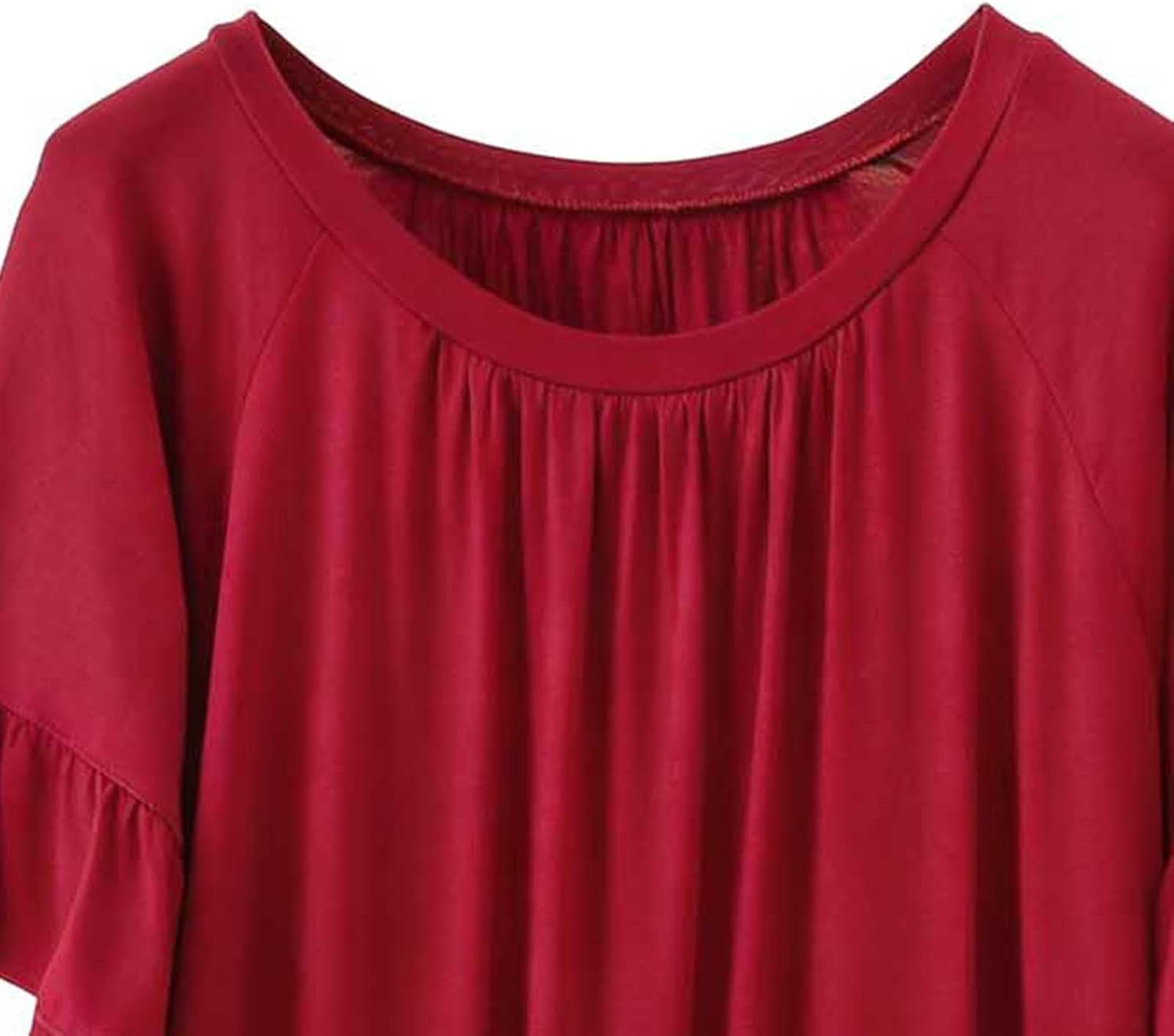 Modal Lounge Tops for Women Ruffle Short Sleeve Pajama Shirts Comfy Crew Neck Soft Casual Loose Summer Outfits