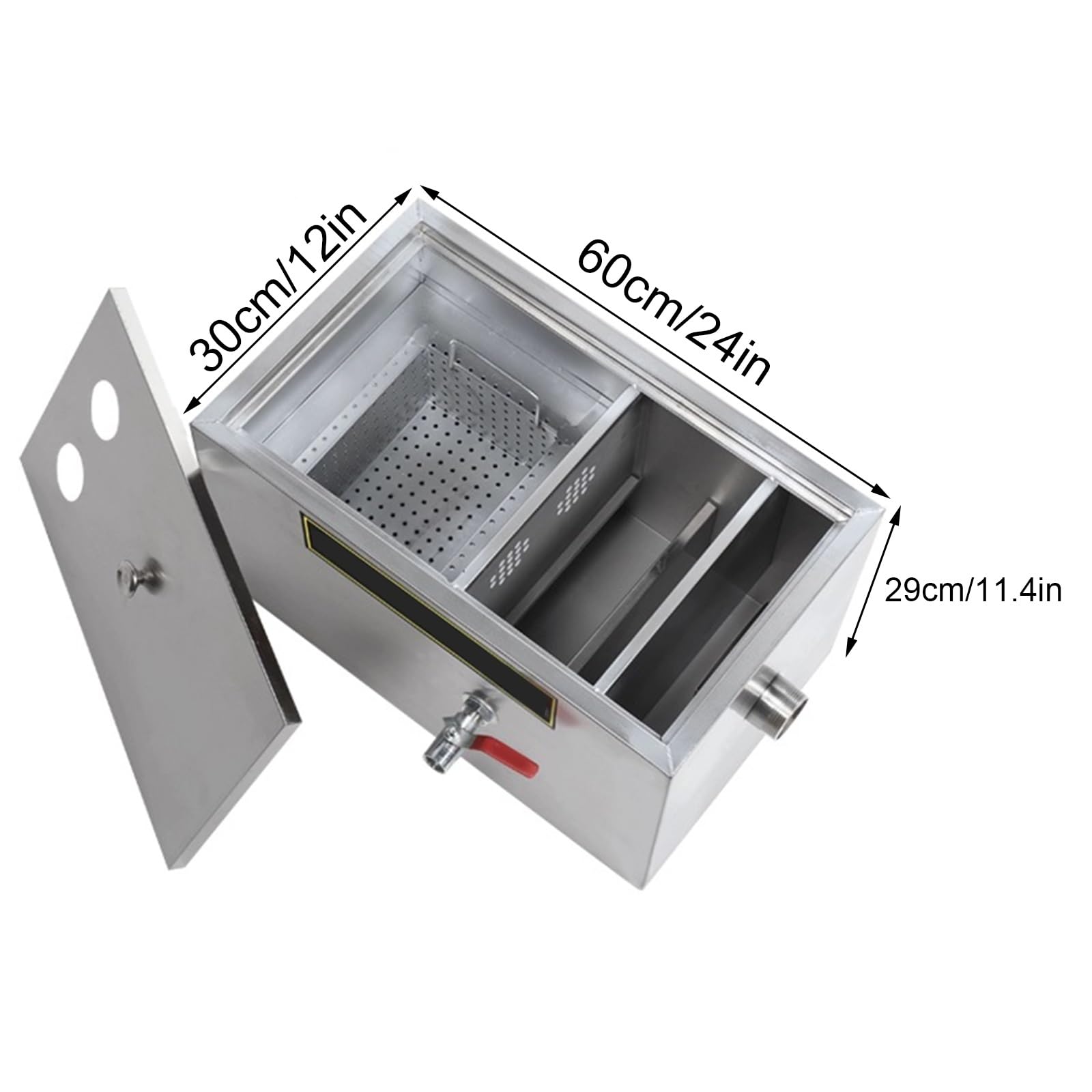 Genérico Sifón Compacto para Fregadero de Cocina, Interceptor de Grasa bajo Fregadero, sifón doméstico de 61 cm para gestión de Aguas residuales de Food Trucks y cantinas (60 cm)