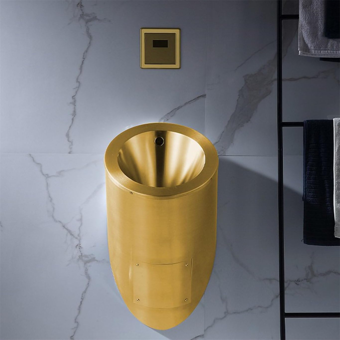 GTHTUHFD Men'S Commercial Flushing Urinal, Stainless Steel Wall-Mounted Urinal Anti-Overflow Urinal, Vertical Toilet, Flushing Urinal For Commercial Public Toilets,Silver-Uri,Silver-Urinalplussensor