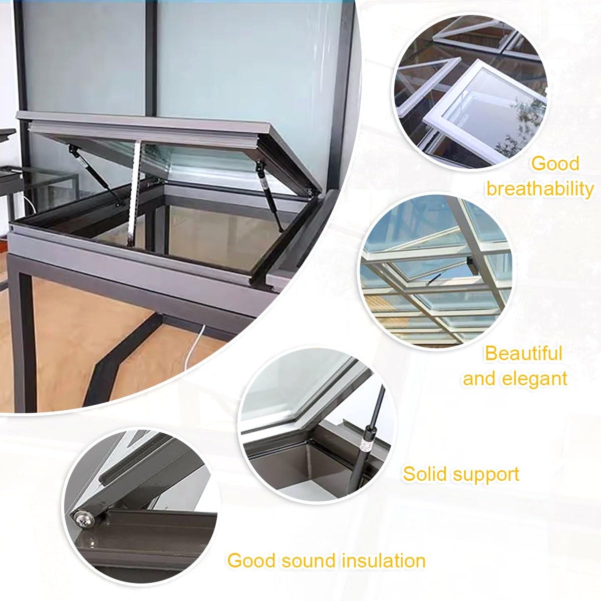 Skylight Windows for House Roof, Roof Window And Skylight Basement Daylighting Door, Basement Window Well, Skylight Roof Window, Attic Skylight Cover for Hallway Sun Room Stairway Garage(Brown,LxW 95x