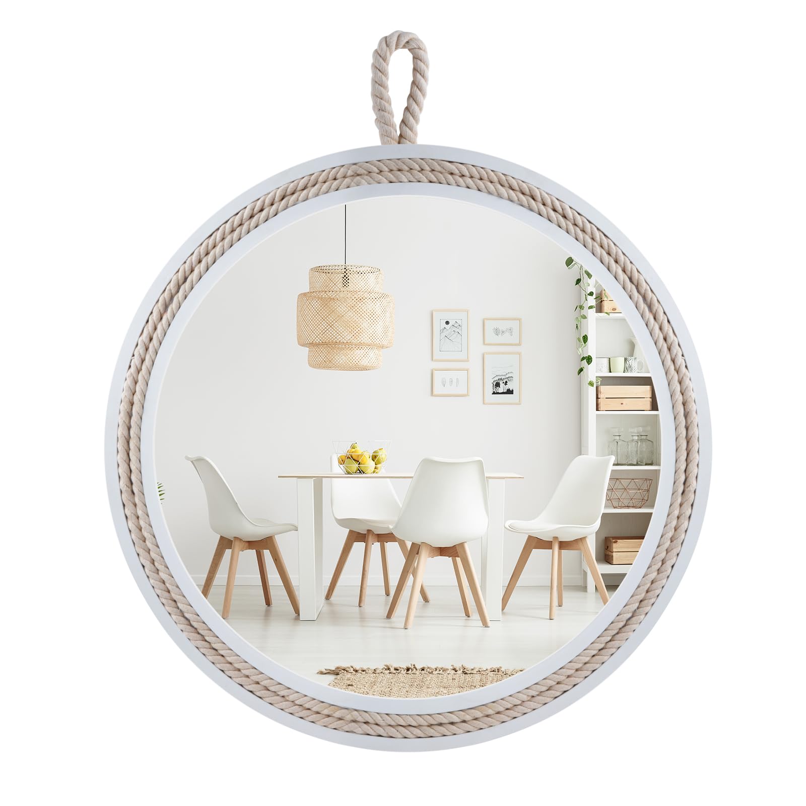 Amazon.com: Nautical Round Wall Mirror with Rope 20'' White