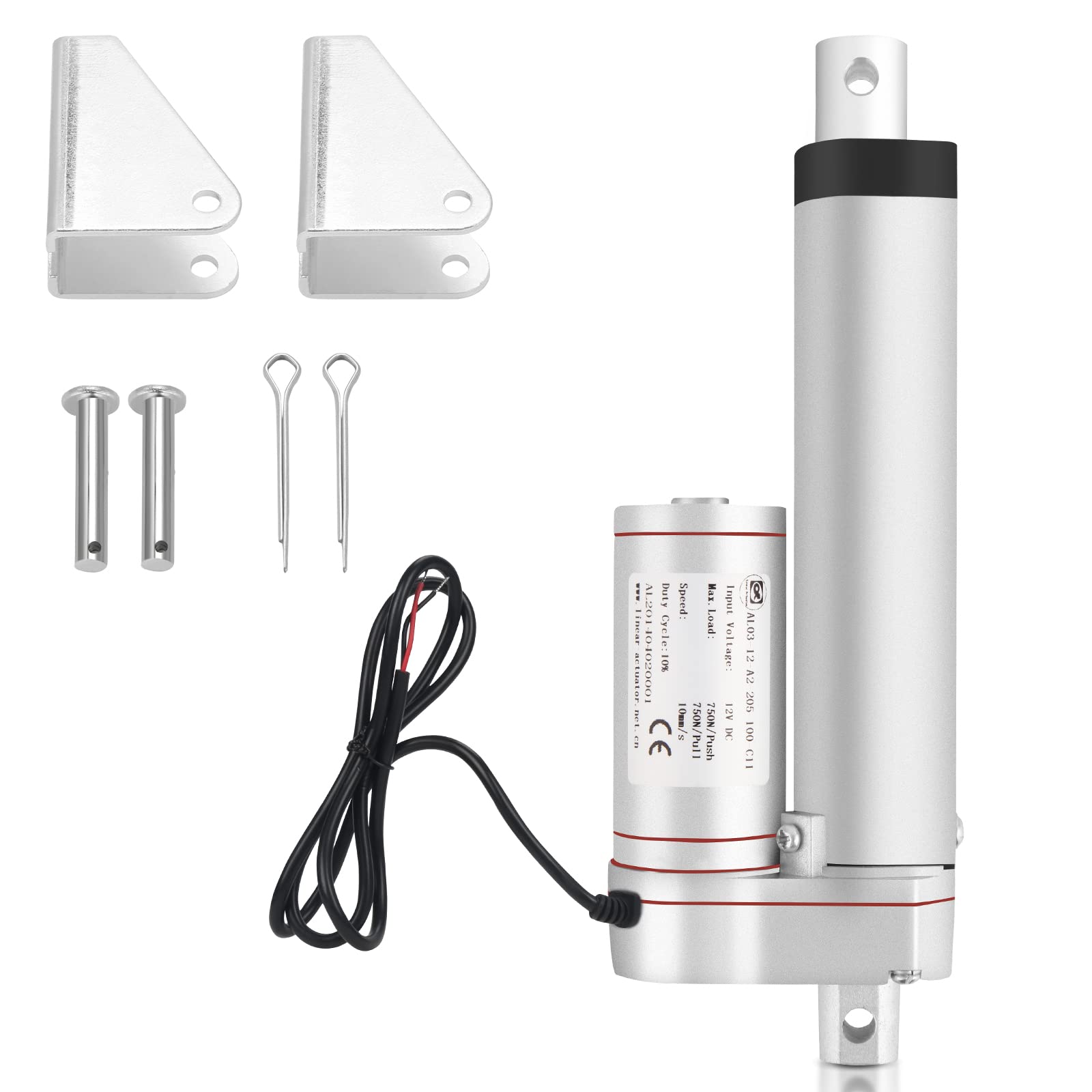 1500N 250mm Motor de actuador lineal, actuadores de movimiento lineal Voltaje nominal DC 12V para abridor de puertas eléctrico coche automático RV Maquinaria
