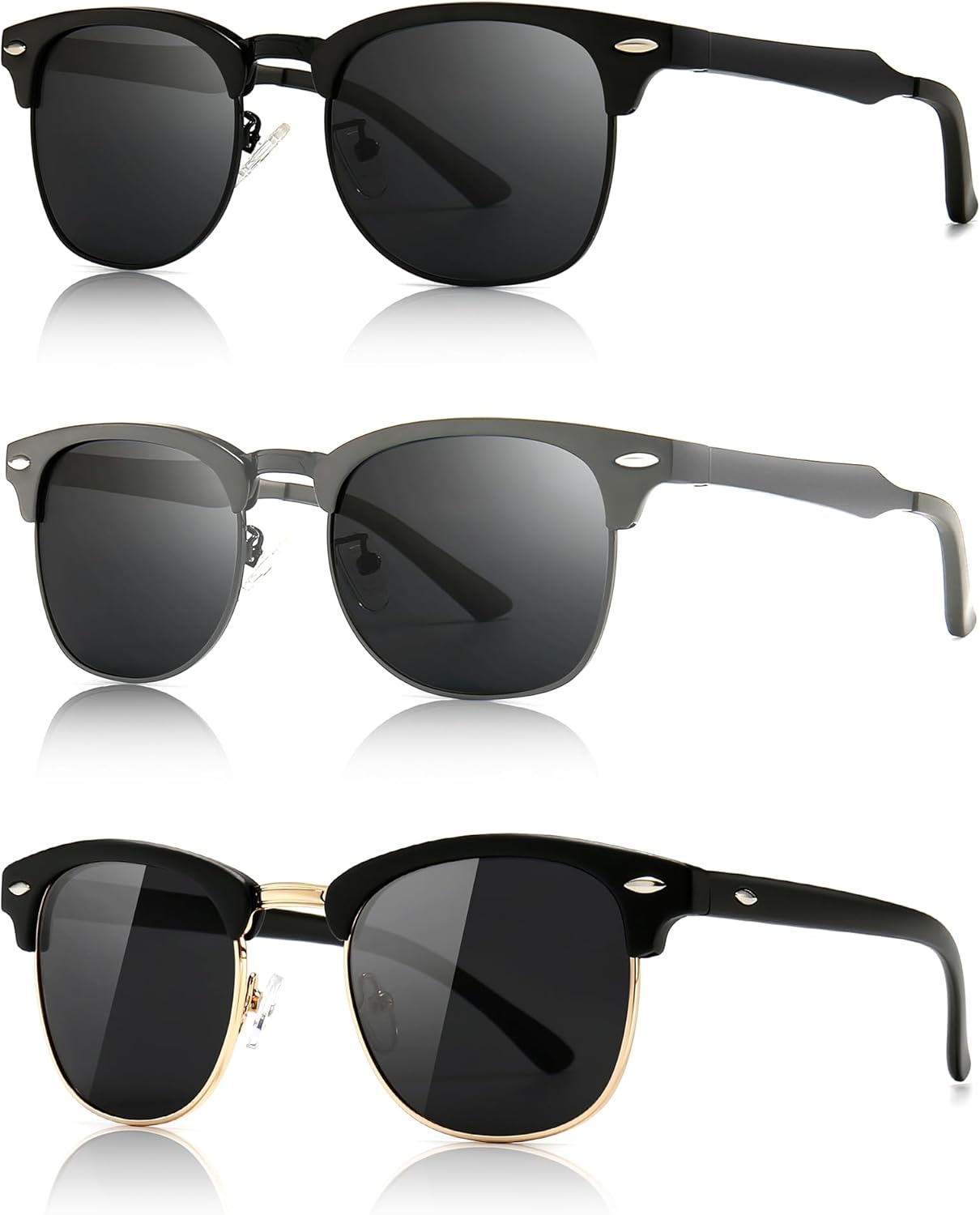 SUNGAIT Polarized Sunglasses for Men and Women, Classic Half-Frame Retro Shades for Driving, Travel, and Outdoor Activities