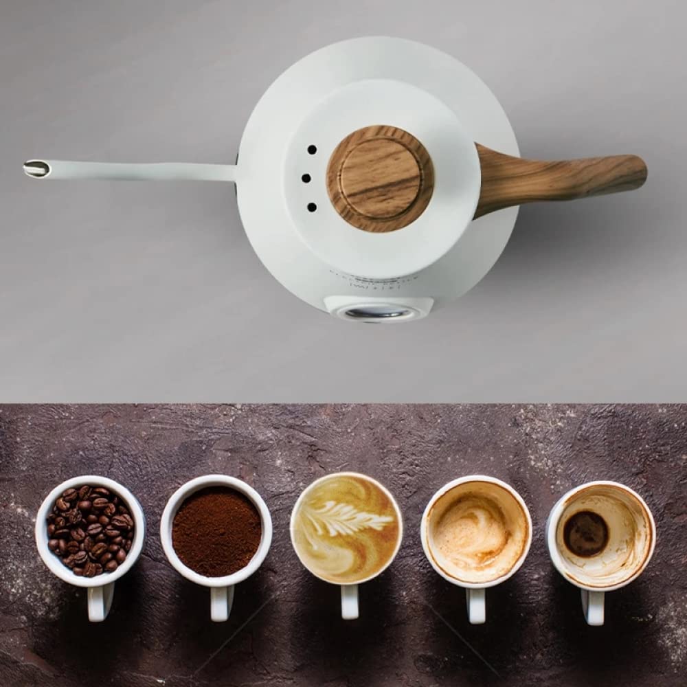 YXSH Hervidor Eléctrico Retro De 1,0 L, Cuello De Cisne Boca Delgada Tetera Cafetera Manual Revestimiento De Acero Inoxidable con Termómetro