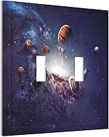 Vista 88 de Cubierta de Placa de Pared de 2 Pandillas de Mármol Abstracto, Placa Frontal de Interruptor de Luz Eléctrico Decorativa en Azul Marino y Oro