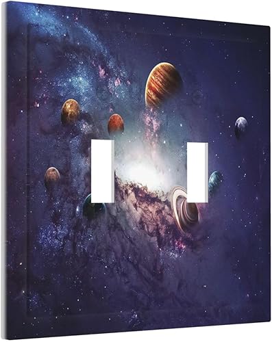 Miniatura 88 de Cubierta de Placa de Pared de 2 Pandillas de Mármol Abstracto, Placa Frontal de Interruptor de Luz Eléctrico Decorativa en Azul Marino y Oro