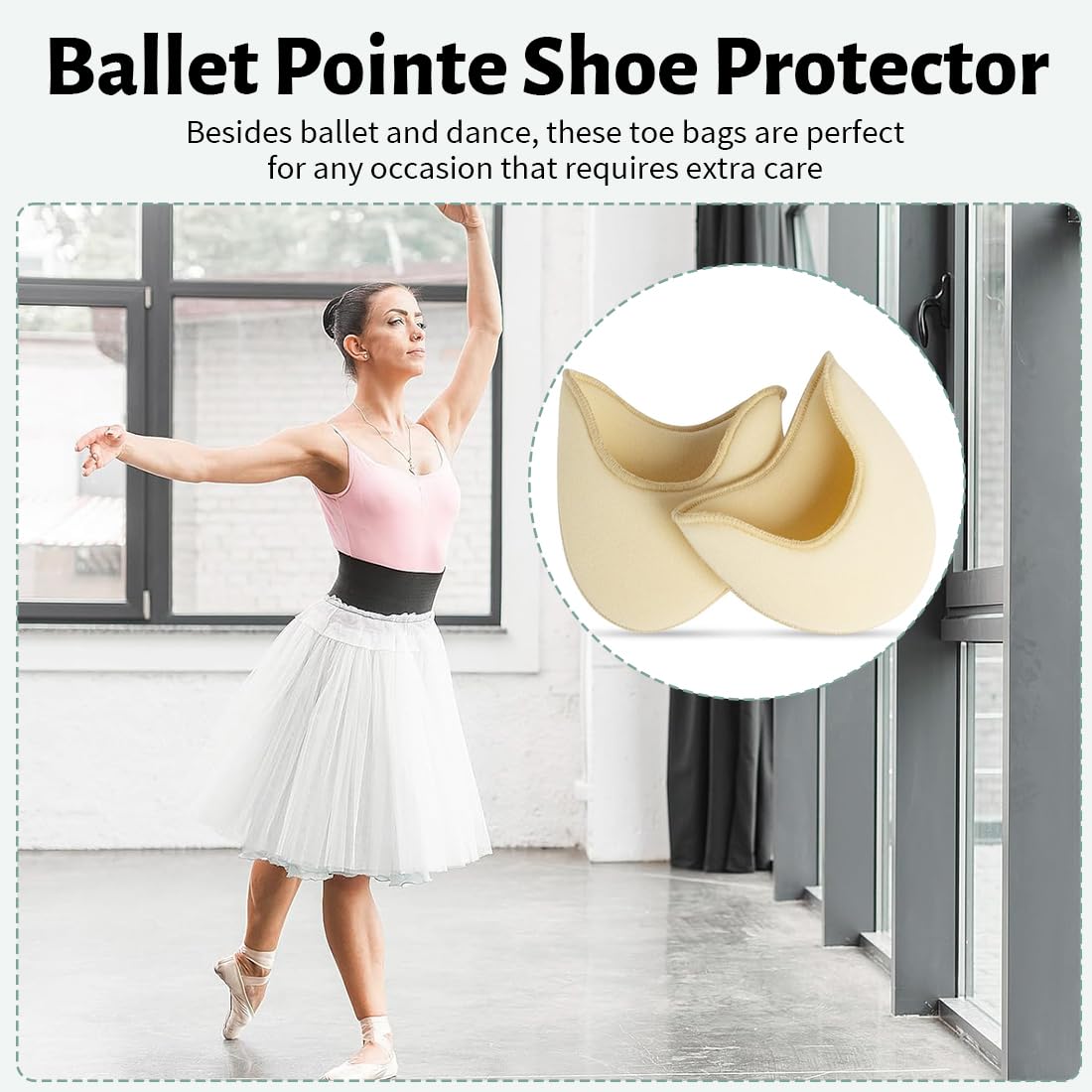 2 Pares Protector de Dedos para Ballet - Almohadillas para Zapatos de Punta, Suaves & Antirrozaduras, Talla 33-36, Ideal para Mujeres & Bailarinas