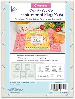 June Tailor Quilt As You Go Inspirational Mug Mats Charming, Natural/Blue Ink
