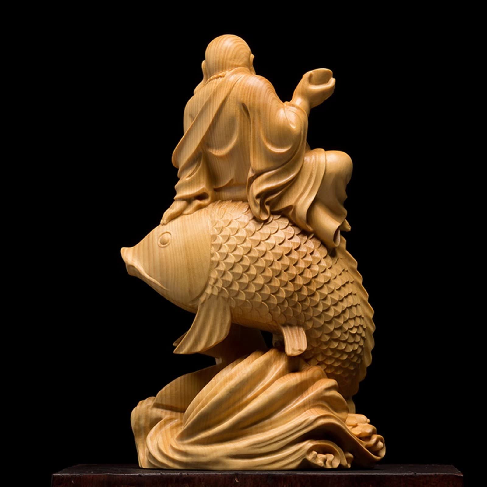 Amazon.co.jp: zunibo ブッダ像 マイトレーヤ像 魚に座る笑う仏像 ツゲ