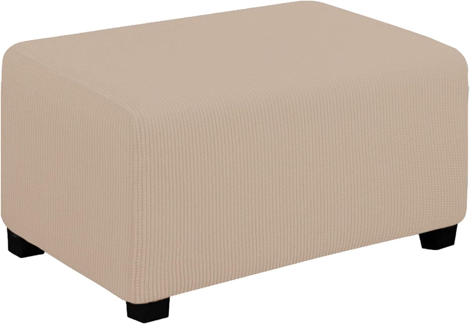 Konsilsa Rectangular Jacquard Ottoman Slipcover with Elastic Bottom, Stretch Storage Footstool Protector Cover for Living Room (Color : L, Size : M)