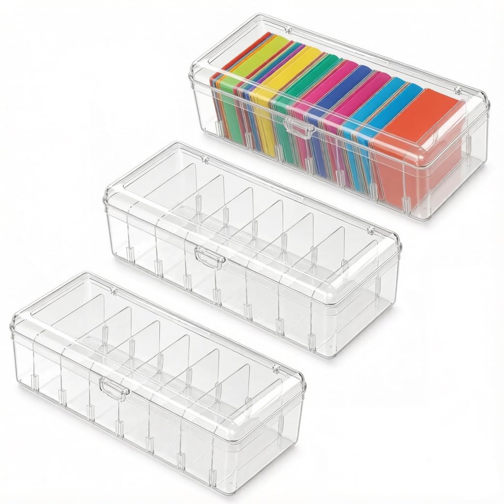 Axincardarm Plastic Dividers Card Storage Box Clear Playing Card Case 3 Pcs