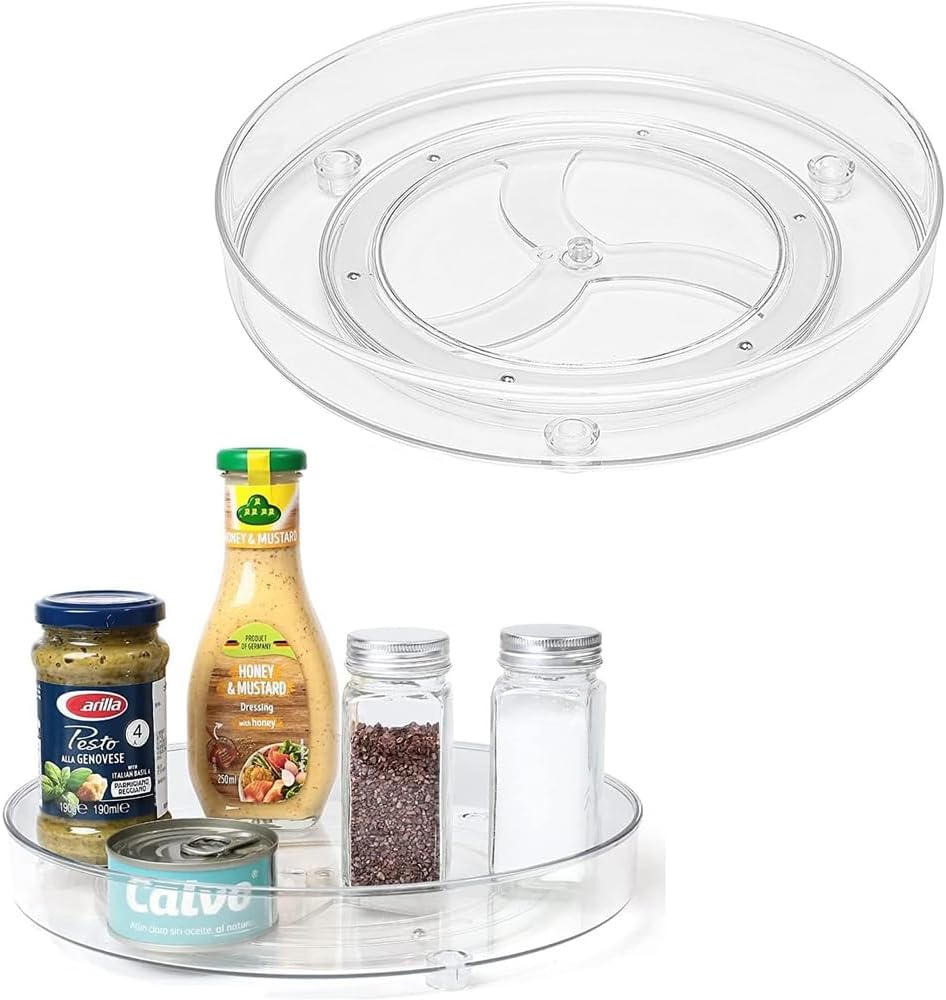Voarge Turntable Fridge Organiser, Kitchen Spice Rack Rotating Plate ...