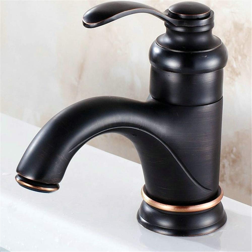 Mitigeur de lavabo rétro noir et or en laiton brossé style théière antique