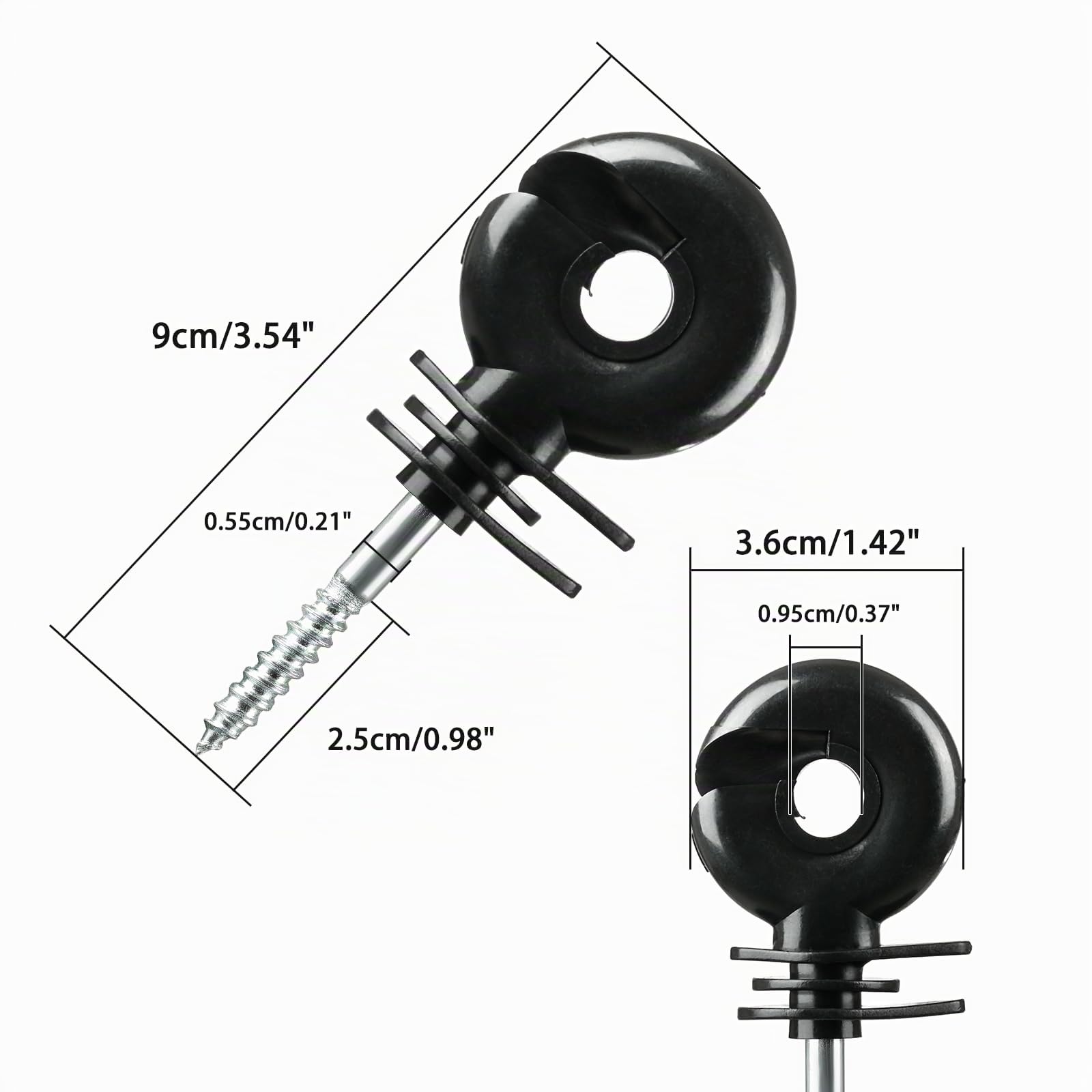 Lot de 50 Isolateur Cloture Electrique, Isolateurs Annulaires pour Piquet Cloture, Poteaux en Bois, Corde, Clôture électrique