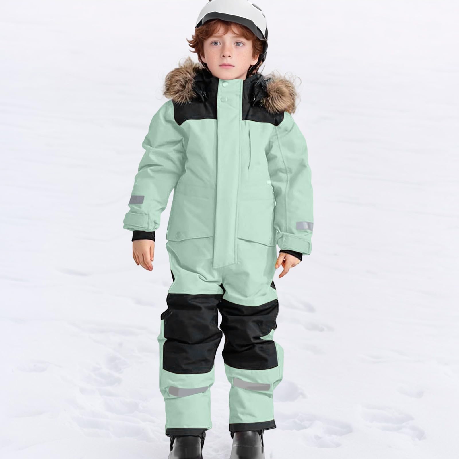 Traje de nieve impermeable para niños, overol de esquí de una pieza, traje de nieve con forro polar para niñas y niños, chaqueta de esquí con capucha para exteriores, traje de softshell