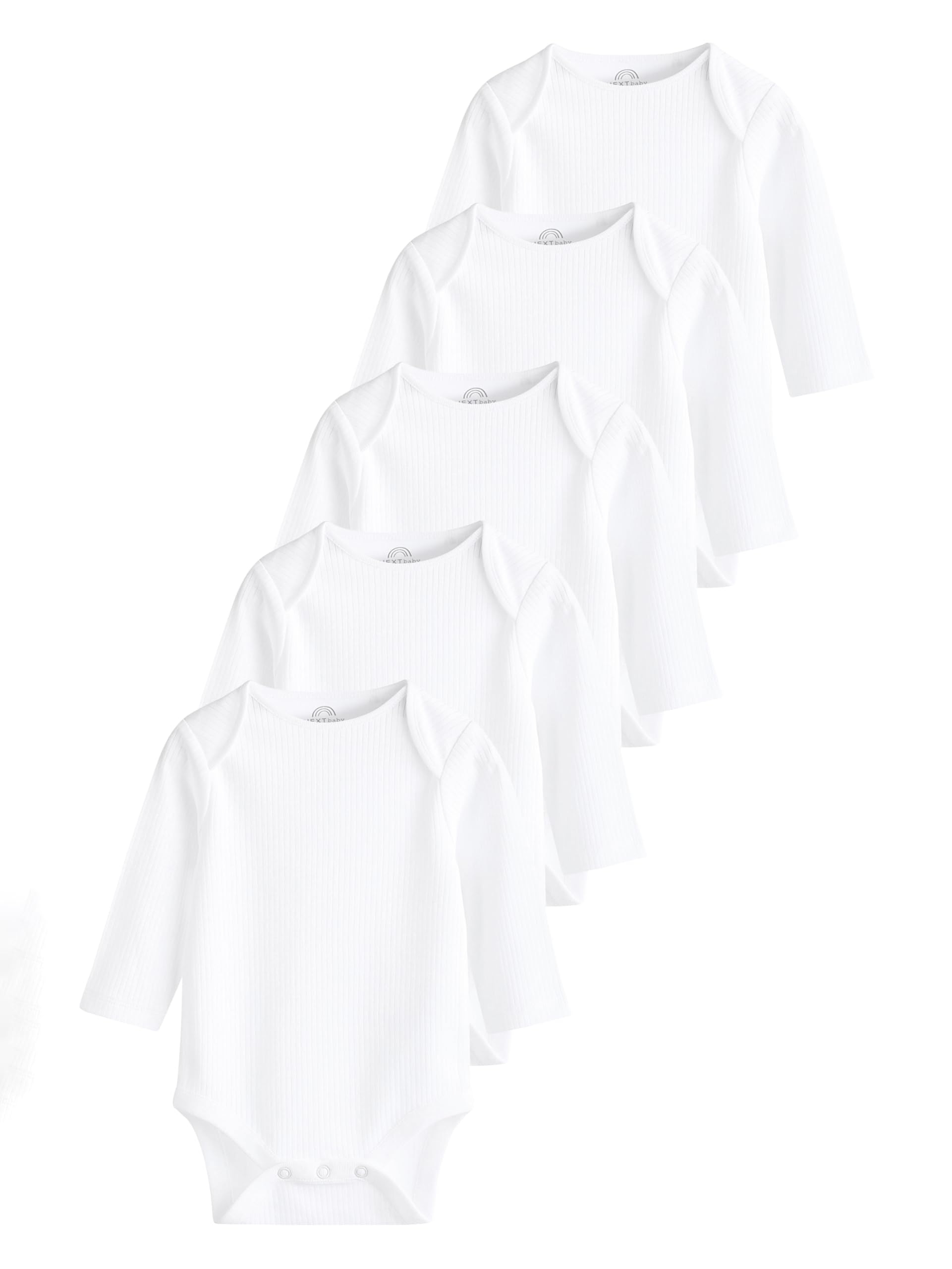 NEXT Noworodki unisex Zestaw 5 prążkowanych body niemowlęcych z długim rękawem