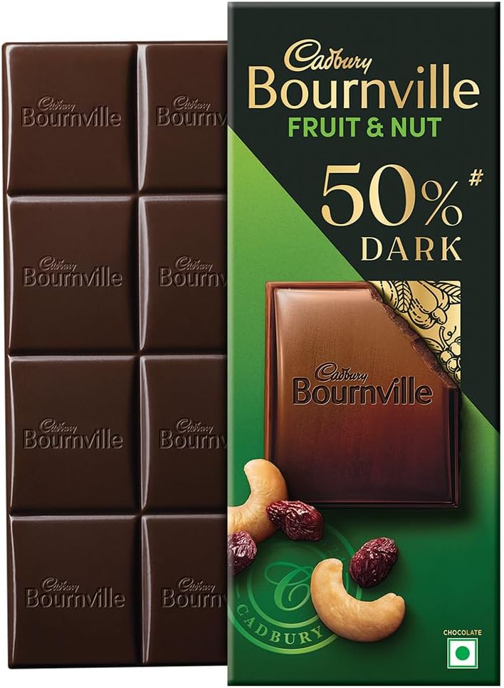 Cadbury Bournville Fruit & Nut 50% Dark Chocolate Bar, 75 Gm