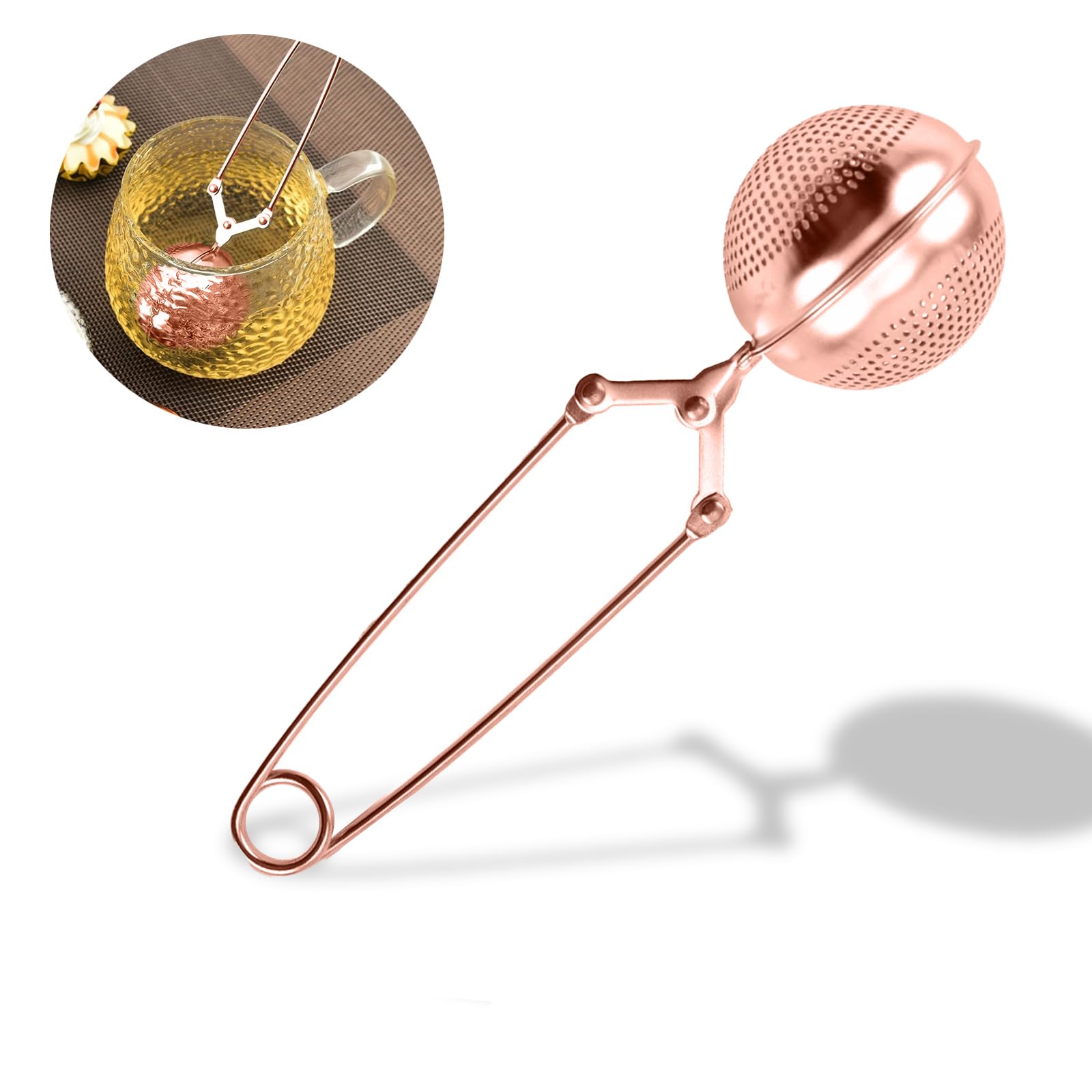 1 Pcs Snap Ball Tea Infuser For Loose Leaf Tea, Rose Gold Stainless Steel Tea Ball Strainer Infuser
