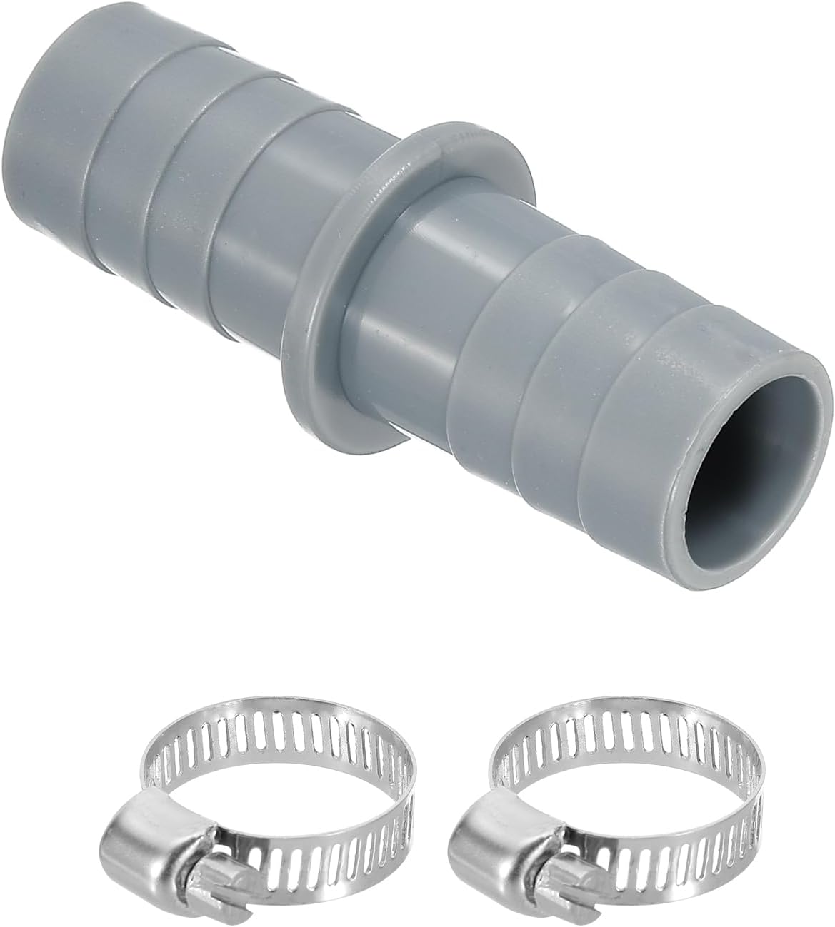 PATIKIL Washing Machine Drain Hose Connectors, Dishwasher Drain Hose Adapter Plastic Double End Split Pipe Connector with 2 Clamps for Bathrooms Balconies Kitchens, Gray