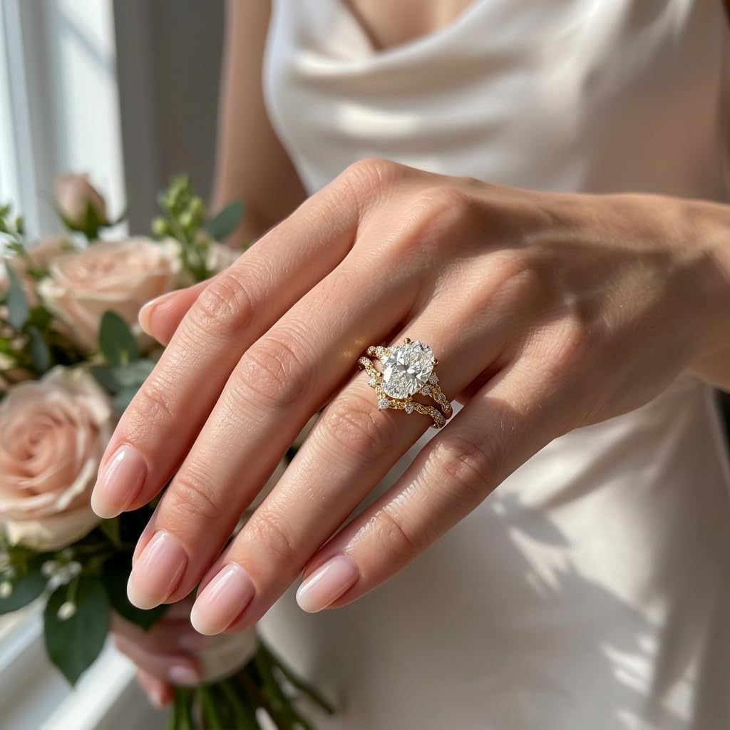 3.0CT Lab Diamond Bridal Rings Set for Women, Sterling Silver 10K 14K 18K Gold Marquise Cut Lab Diamond Branch Wedding Rings Set for Her Engagement Anniversary