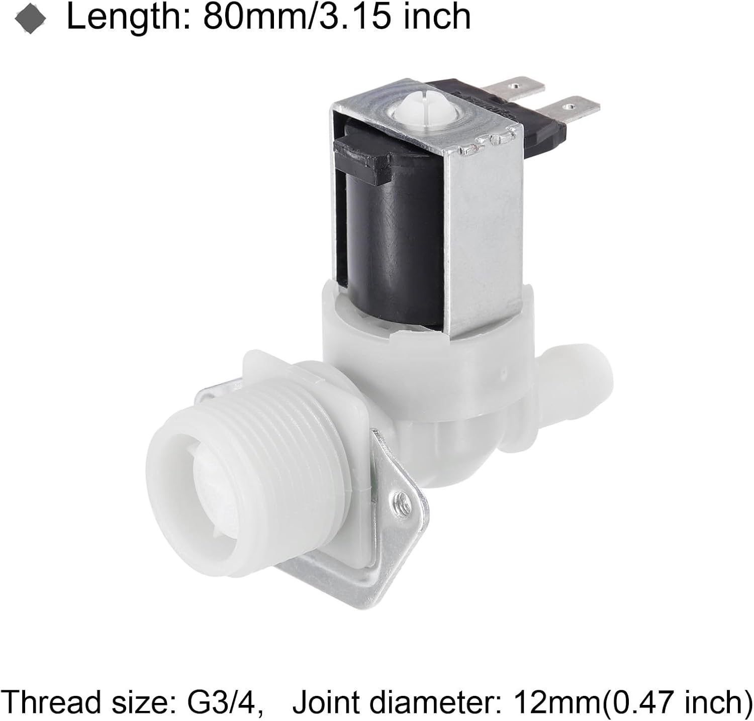 MECCANIXITY Water Inlet Valve Ice Maker Water Inlet Solenoid Valve for General Refrigerators 80mm Creamy White