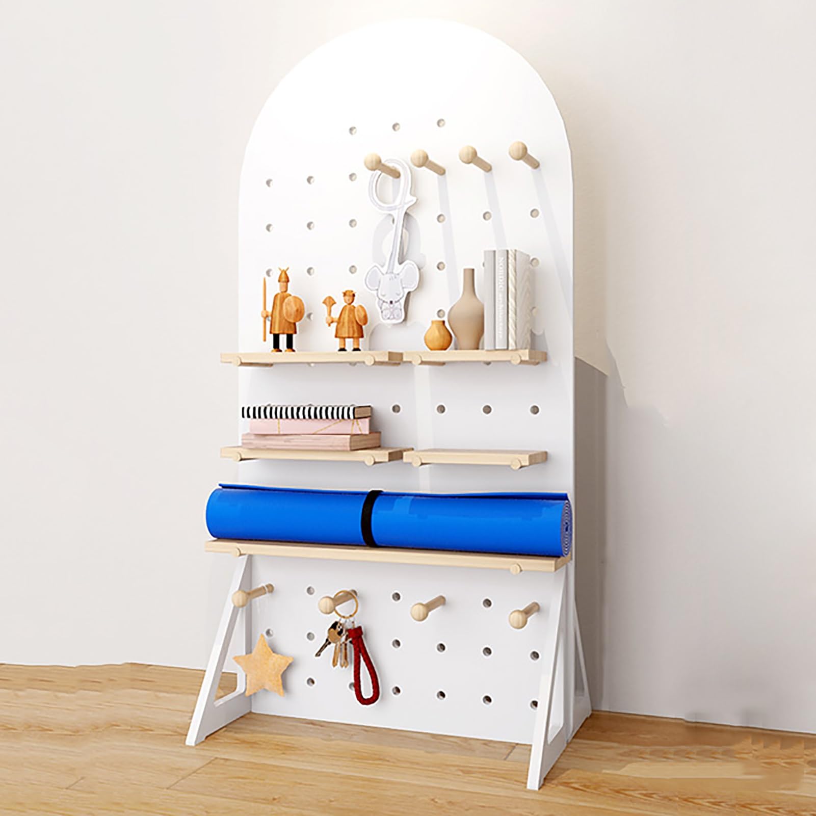 Panneau perforé en bois à roulettes pour ranger vos fournitures de bureau et travaux manuels
