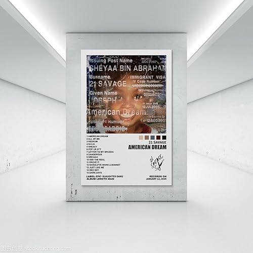 Vista 7 de BOODU Póster de 21 salvajes de American Dream con portada de álbum, pósteres musicales para habitación, lienzo estético, arte de pared, decoración