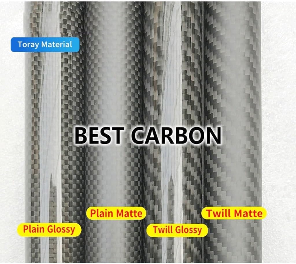 2pcs 500mm Length Plain Glossy 3K Carbon Fiber Fabric Wound Tube, for Aviation Model Aircraft 3K Roll Wrapped Carbon Fiber Rods(12x11 x 500mmx 2 pcs)