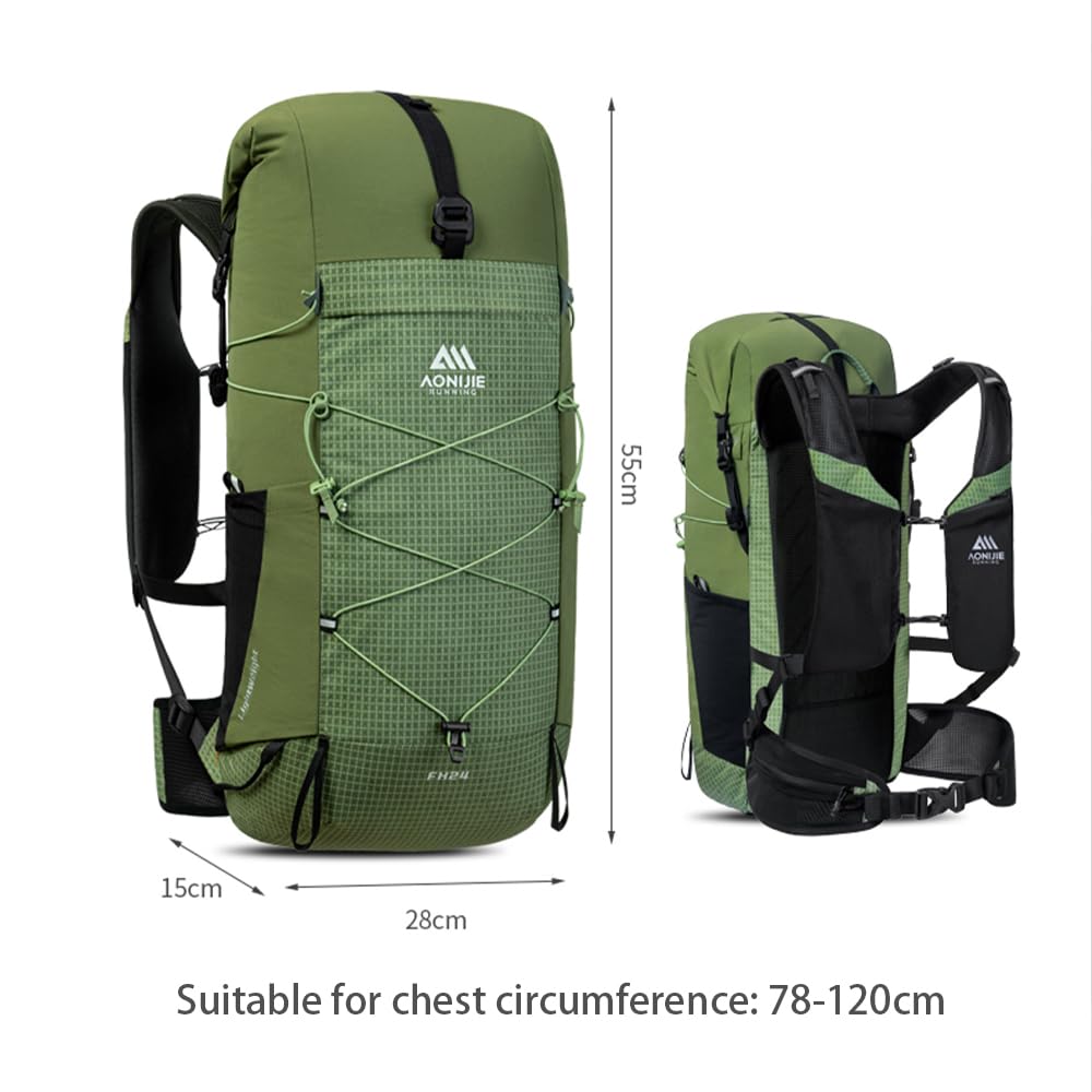 AONIJIE 24L Lightweight Hiking Backpack for Men, Adjustable & Multifunctional Backpacking Travel Gear Running Daypack (24L-Yellow)